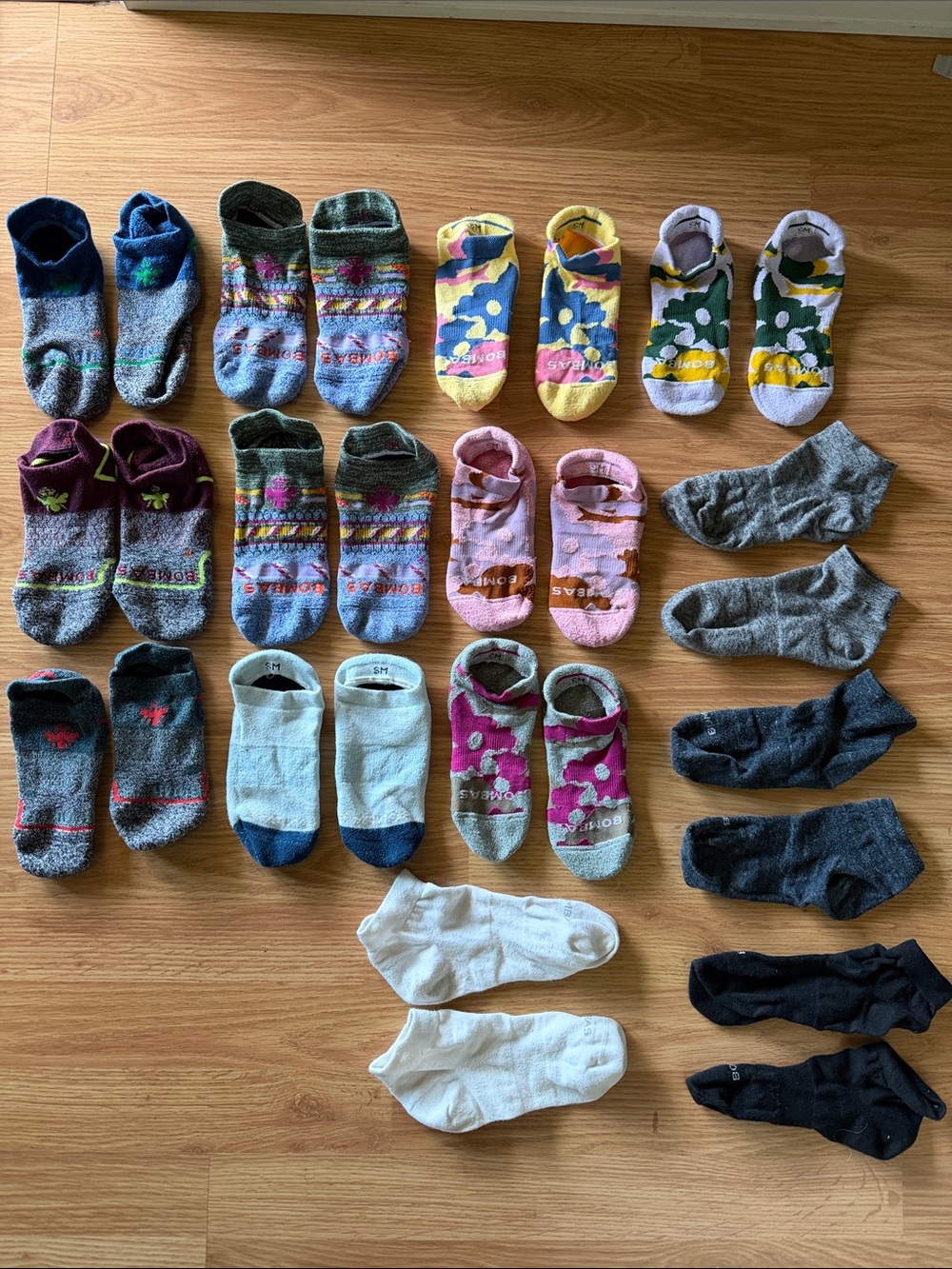 14 pairs of bombas socks